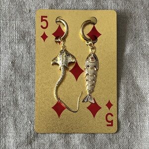 Fractal Flow Mismatched "Marea" Stingray & Fish Earrings